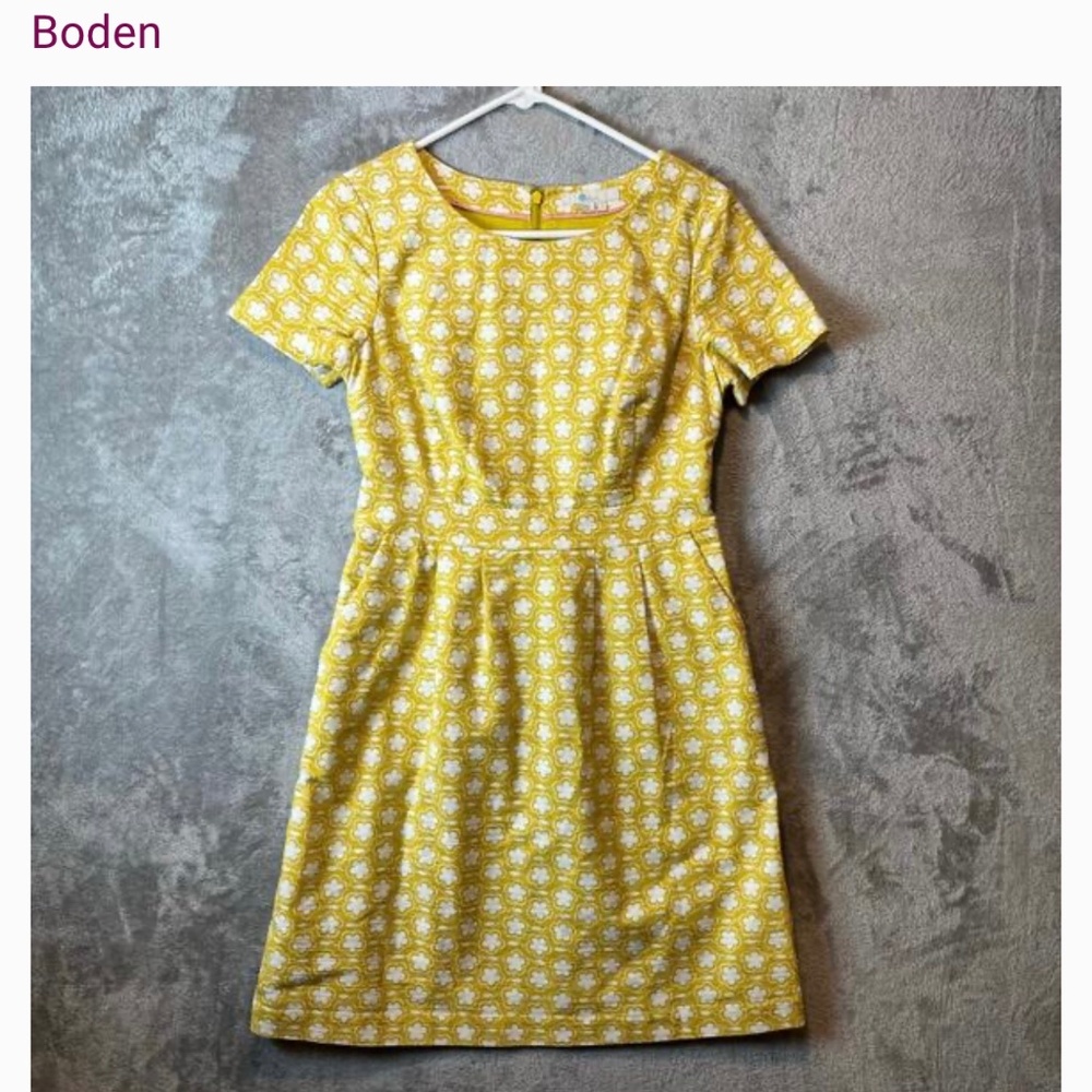 Boden Women’s Size 6 Retro Mod Yellow Floral Dress